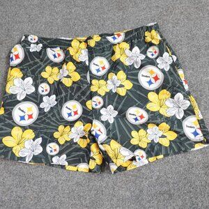 Pittsburgh Steelers Shorts XL Gray All Over Print Lined Pocket FOCO Official NEW